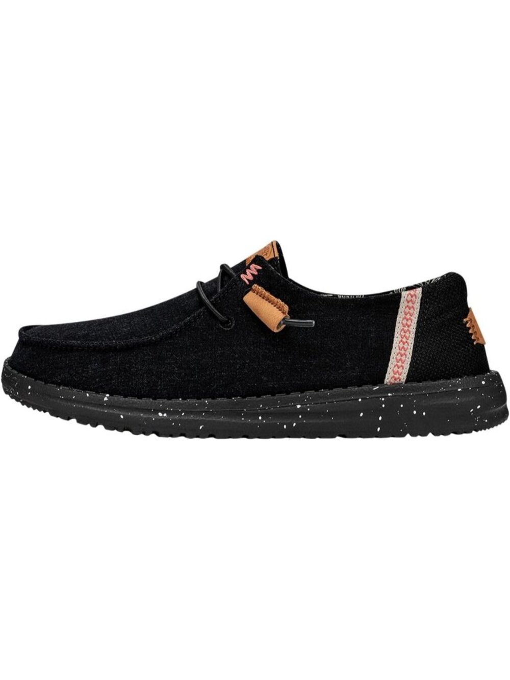 Women's Black Washed Canvas Lace Up Loafers Light-Weight Comfortable Shoes